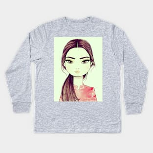 Japanese Sushi Girl Kids Long Sleeve T-Shirt